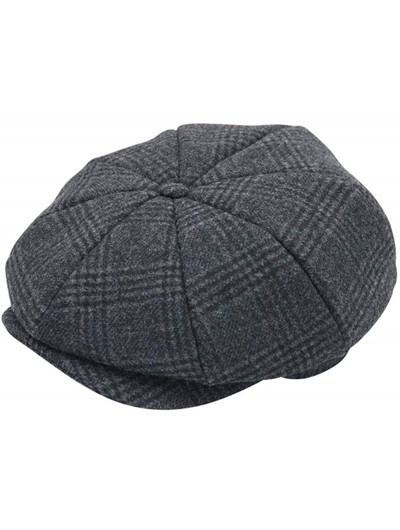 Newsboy Caps Wool Newsboy Cap for Men Women - Classic Vintage Gatsby Lvy Cabbie Hat Flat Beret Cap Adjustable Size - Grey - C...