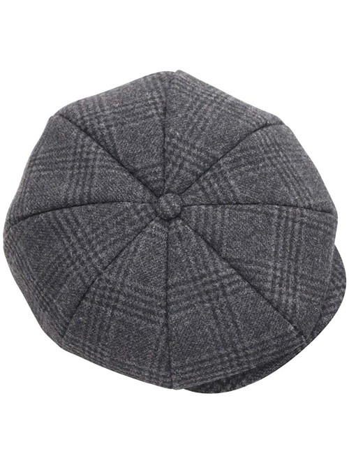 Newsboy Caps Wool Newsboy Cap for Men Women - Classic Vintage Gatsby Lvy Cabbie Hat Flat Beret Cap Adjustable Size - Grey - C...