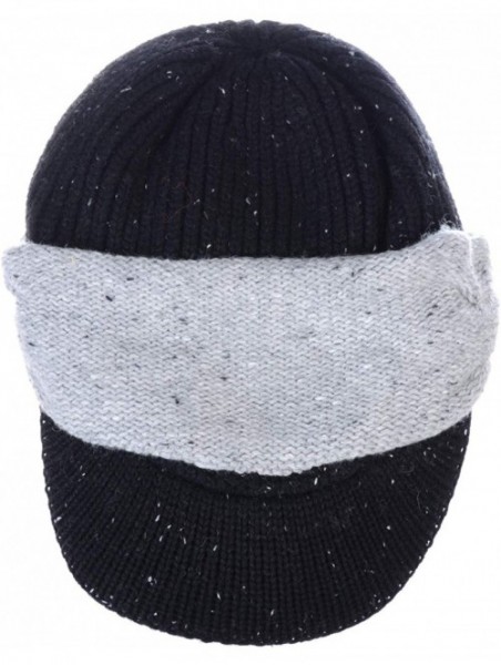 Newsboy Caps Womens Winter Relaxed Speckled Fleece Lined Knit Newsboy Cabbie Hat Visor - Speckled Black - C018LY6XKCY $24.67