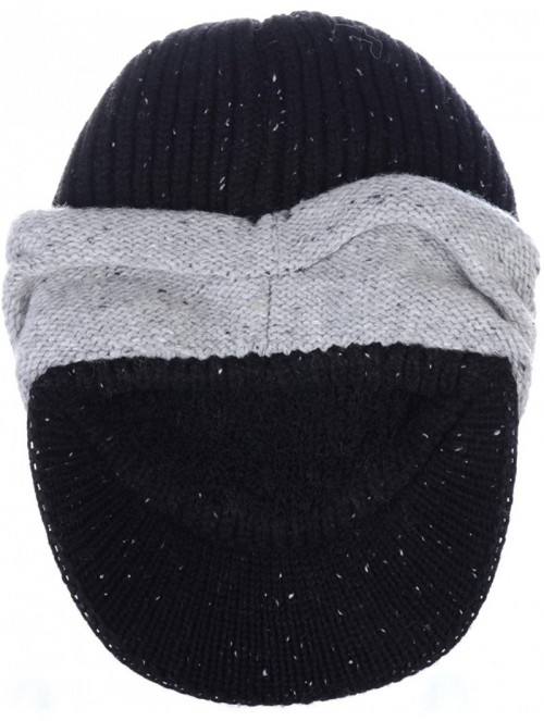 Newsboy Caps Womens Winter Relaxed Speckled Fleece Lined Knit Newsboy Cabbie Hat Visor - Speckled Black - C018LY6XKCY $24.67