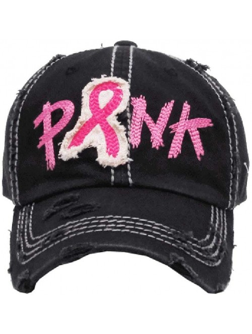 Baseball Caps Pink Ribbon Women's Awareness Vintage Baseball Cap - Black - C718WCQQL4M $31.18
