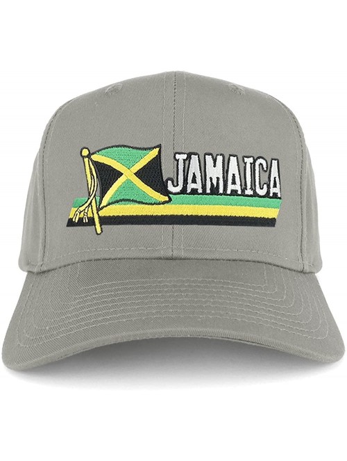 Baseball Caps Jamaica Flag and Text Embroidered Cutout Iron on Patch Adjustable Baseball Cap - Grey - CQ12NREBATJ $21.43