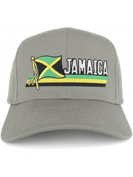 Baseball Caps Jamaica Flag and Text Embroidered Cutout Iron on Patch Adjustable Baseball Cap - Grey - CQ12NREBATJ $21.43