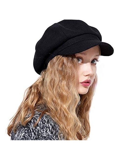 Newsboy Caps Womens Newsboy Hat Beret Cap Visor Hats for Ladies Wool Newsboy Beret Cap - Black - CC18Y9AAXDC $23.22