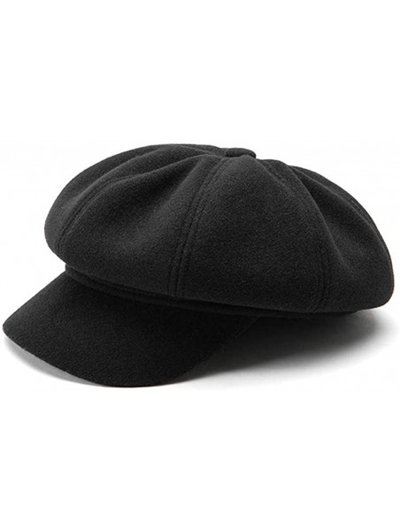 Newsboy Caps Womens Newsboy Hat Beret Cap Visor Hats for Ladies Wool Newsboy Beret Cap - Black - CC18Y9AAXDC $23.22