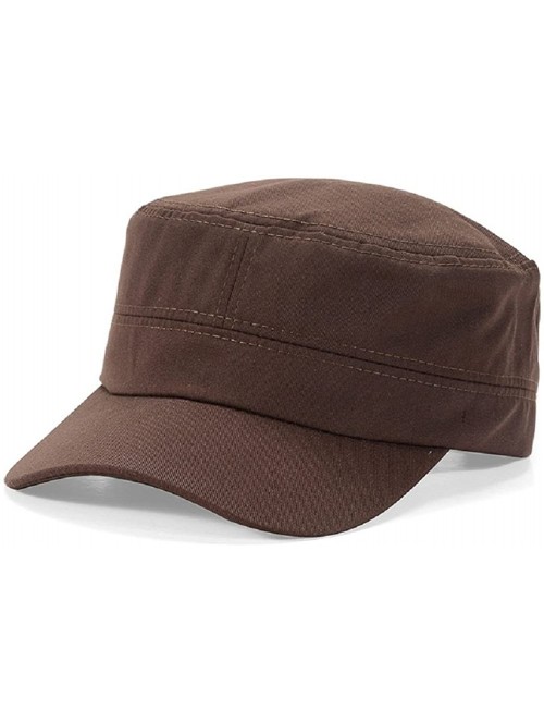 Baseball Caps Men Cotton Flat Top Hat Army Millitary Corps Hat Baseball Cap Women - Coffee - CF184GDTUTG $11.07