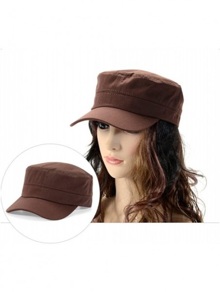 Baseball Caps Men Cotton Flat Top Hat Army Millitary Corps Hat Baseball Cap Women - Coffee - CF184GDTUTG $11.07