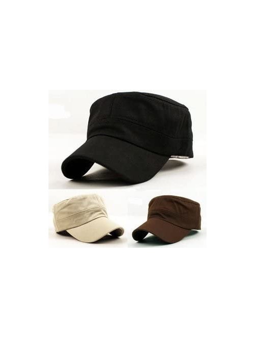 Baseball Caps Men Cotton Flat Top Hat Army Millitary Corps Hat Baseball Cap Women - Coffee - CF184GDTUTG $11.07