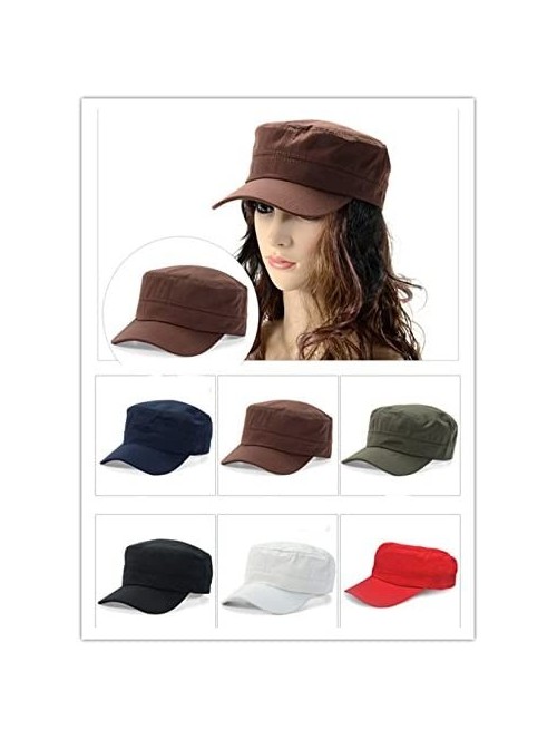 Baseball Caps Men Cotton Flat Top Hat Army Millitary Corps Hat Baseball Cap Women - Coffee - CF184GDTUTG $11.07