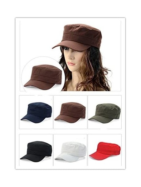 Baseball Caps Men Cotton Flat Top Hat Army Millitary Corps Hat Baseball Cap Women - Coffee - CF184GDTUTG $11.07