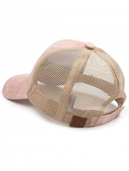 Baseball Caps Hatsandscarf Mesh Trucker Faux Leather Textured Baseball Cap (BA-27) - Indi Pink - CL18Q9799GN $14.48