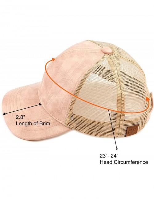 Baseball Caps Hatsandscarf Mesh Trucker Faux Leather Textured Baseball Cap (BA-27) - Indi Pink - CL18Q9799GN $14.48