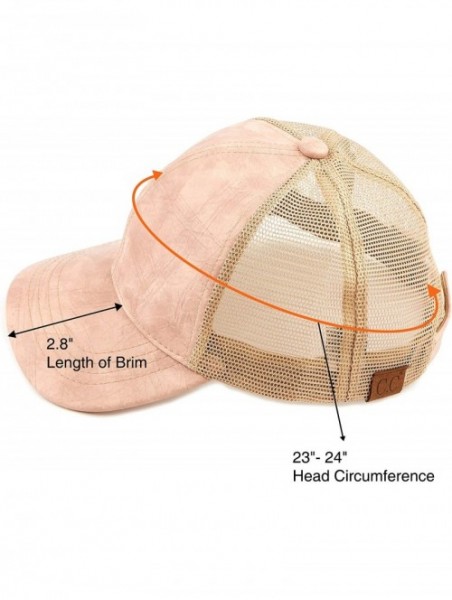 Baseball Caps Hatsandscarf Mesh Trucker Faux Leather Textured Baseball Cap (BA-27) - Indi Pink - CL18Q9799GN $14.48