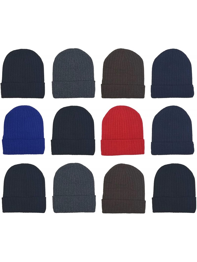 Skullies & Beanies 12 Pack Winter Beanie Hats for Men Women- Warm Cozy Knitted Cuffed Skull Cap- Wholesale - 12 Pack Assorted...