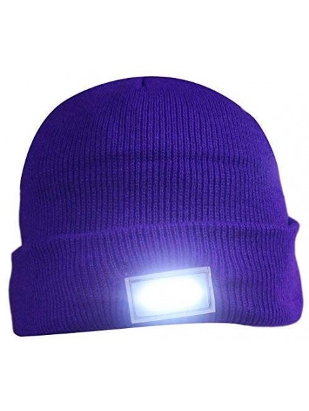 Skullies & Beanies 5 LED Knit Flash Light Beanie Hat Cap for Night Fishing Camping Handyman Working - Purple - CF12O4MK06X $9.61