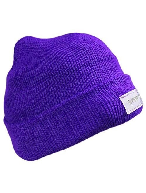 Skullies & Beanies 5 LED Knit Flash Light Beanie Hat Cap for Night Fishing Camping Handyman Working - Purple - CF12O4MK06X $9.61