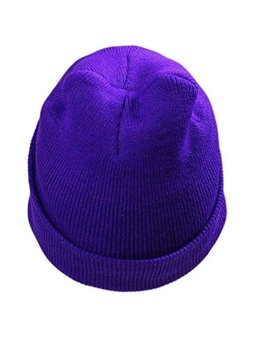 Skullies & Beanies 5 LED Knit Flash Light Beanie Hat Cap for Night Fishing Camping Handyman Working - Purple - CF12O4MK06X $9.61