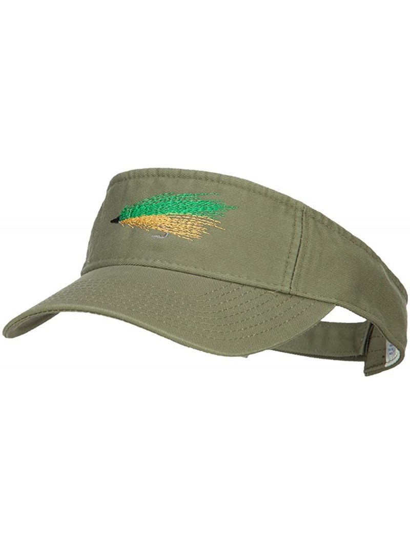 Visors Green Fly Fishing Embroidered Pro Style Cotton Washed Visor - Olive - C418EQ78EQD $28.20
