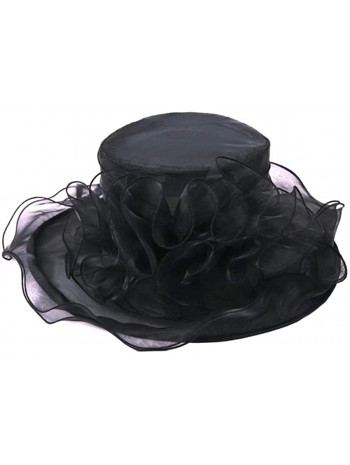 Sun Hats Womens Kentucky Derby Church Dress Fascinator Tea Party Wedding Hats S056 - S019-black - C418CA5ZLLQ $19.98