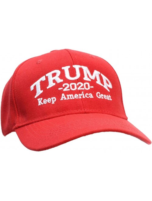 Baseball Caps Adult Embroidered Trump 2020 Keep America Great Campaign Cap - Red W/White Thread - CW18HD6DGDC $12.88