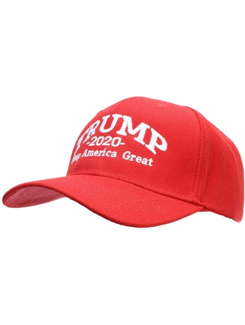 Baseball Caps Adult Embroidered Trump 2020 Keep America Great Campaign Cap - Red W/White Thread - CW18HD6DGDC $12.88