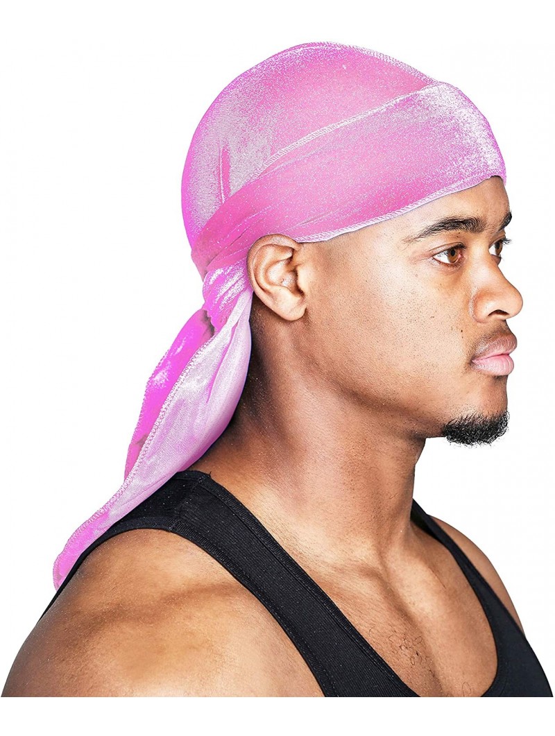 Skullies & Beanies Velvet Du-Rag-Premium Quality-Wave Cap Long Straps - Pink - CI18CIDG4Y4 $19.28