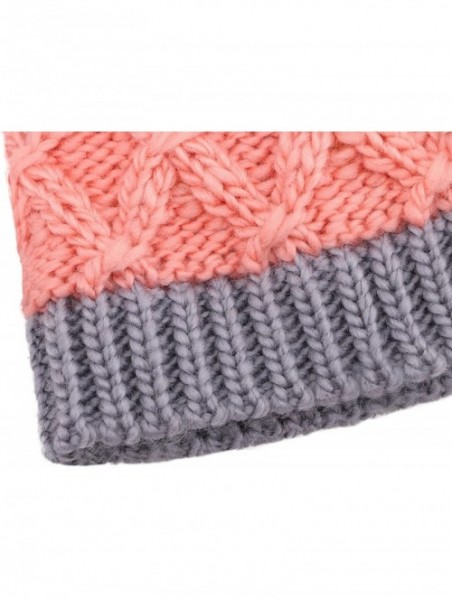 Skullies & Beanies Kids and Toddlers' Chunky Cable Knit Beanie with Yarn Pompom Set of 2 - Burgundy+pink - CI18626DANG $17.40