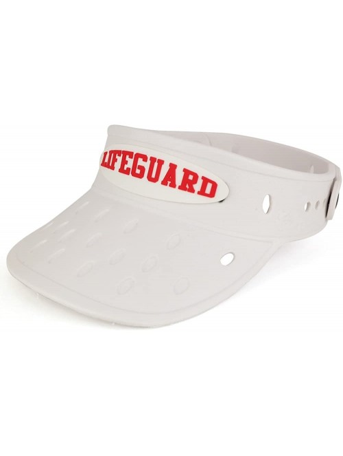 Visors Durable Adjustable Floatable Summer Visor Hat with Lifeguard Snap Charm - White - CM17YXZ4N2O $22.25