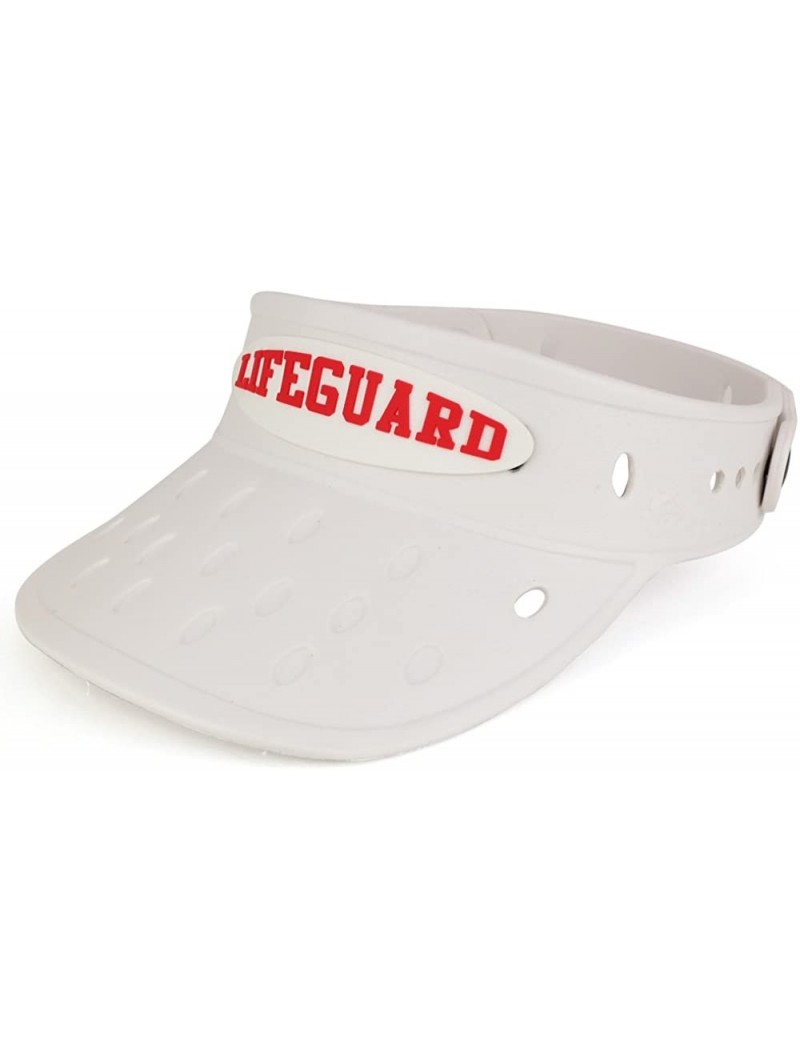 Visors Durable Adjustable Floatable Summer Visor Hat with Lifeguard Snap Charm - White - CM17YXZ4N2O $22.25