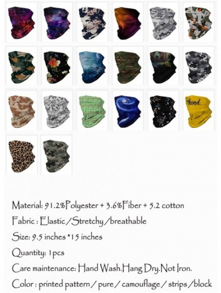 Headbands Seamless Face Cover Neck Gaiter for Outdoor Bandanas for Anti Dust Print Cool Women Men Windproof Scarf - CL197XUG4...