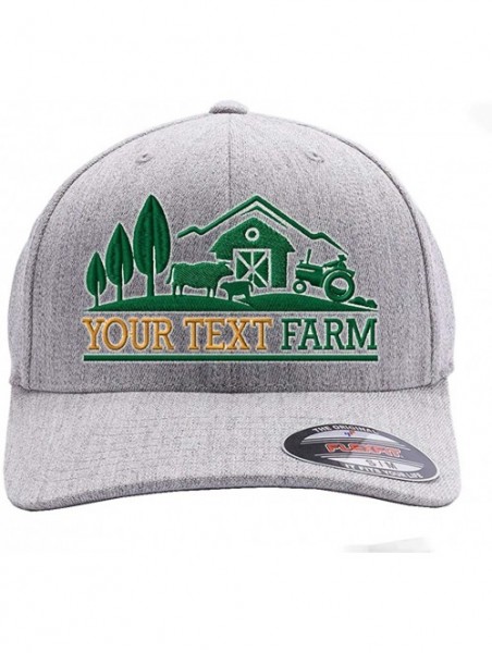 Baseball Caps Farm Logo with Your own Words Embroidered Flexfit 6477 Wool Blend hat. - Heather - C9180K7ZQTE $25.94