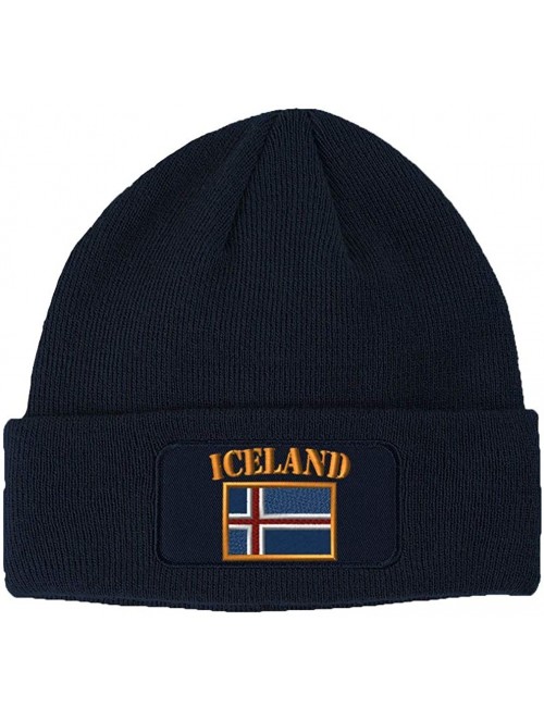 Skullies & Beanies Patch Beanie for Men & Women Iceland Flag Embroidery Skull Cap Hats 1 Size - Navy - CU186HI9RR3 $22.84
