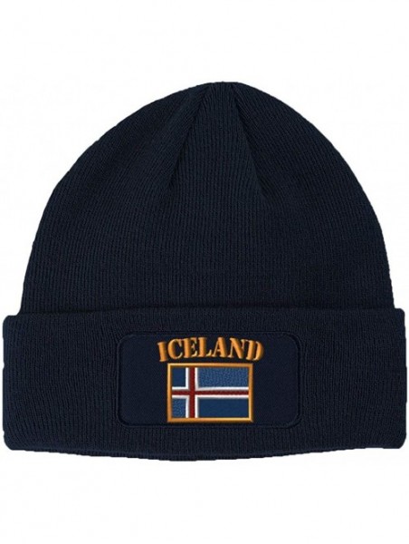 Skullies & Beanies Patch Beanie for Men & Women Iceland Flag Embroidery Skull Cap Hats 1 Size - Navy - CU186HI9RR3 $22.84