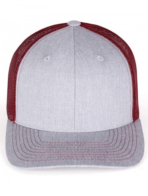 Baseball Caps Vintage Retro Style Plain Two Tone Trucker Hat Adjustable Snapback Baseball Cap - Heather Gray Burgundy - CE192...