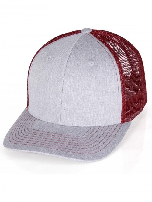 Baseball Caps Vintage Retro Style Plain Two Tone Trucker Hat Adjustable Snapback Baseball Cap - Heather Gray Burgundy - CE192...