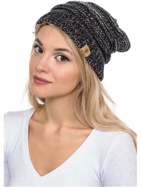 Skullies & Beanies Beanie Hat Cap Knit Skullies for Men Women Unisex - Melange Black-101 - CG12NH909QA $13.85