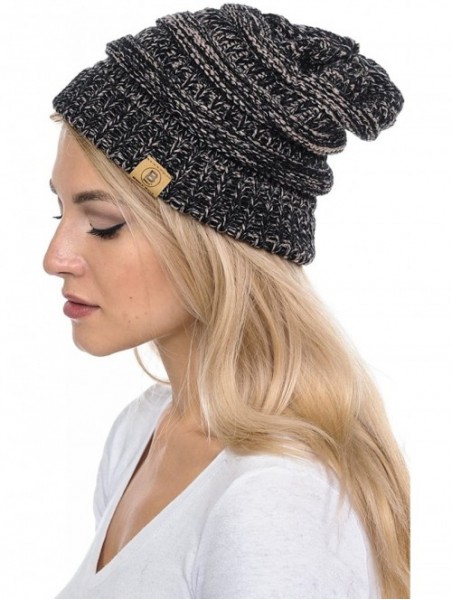 Skullies & Beanies Beanie Hat Cap Knit Skullies for Men Women Unisex - Melange Black-101 - CG12NH909QA $13.85