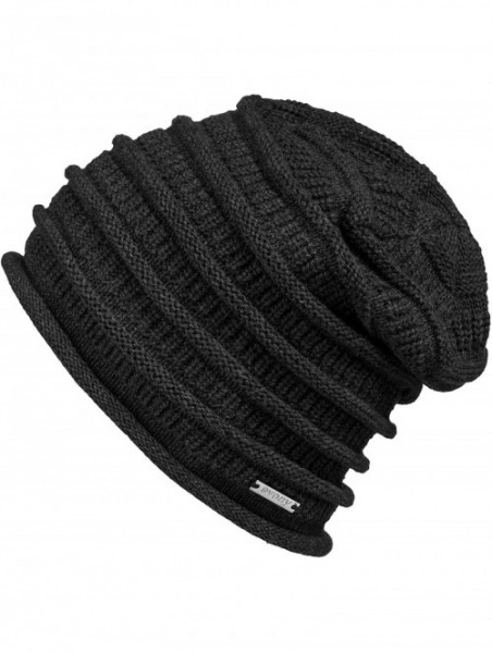 Skullies & Beanies Thin Slouchy Beanie for Men and Women - Chunky Knit Style - 100% Cotton - Charcoal - CU18NLMK35Z $15.05