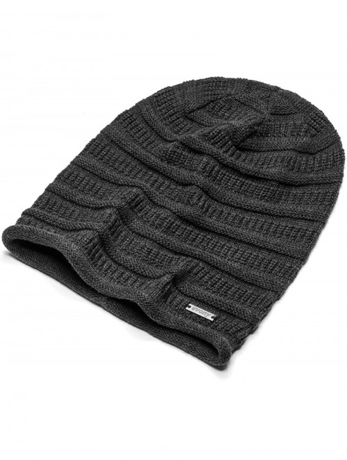 Skullies & Beanies Thin Slouchy Beanie for Men and Women - Chunky Knit Style - 100% Cotton - Charcoal - CU18NLMK35Z $15.05