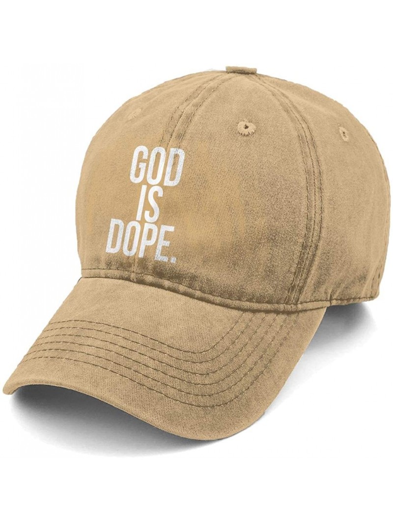 Baseball Caps God is Dope New Men and Women Adult Comfort Adjustable Denim Hat Truck Baseball Cap - Natural - CK18M66ETE9 $13.16