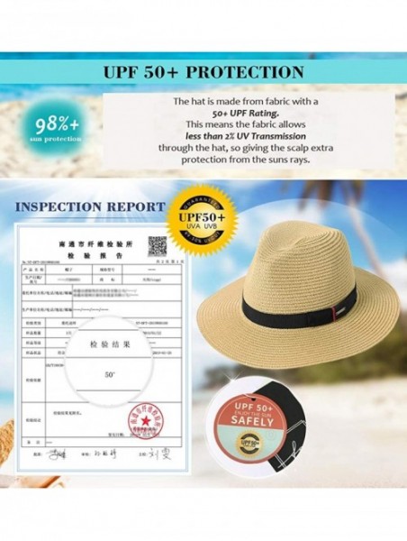 Fedoras Mens Womens Packable Straw Fedora Summer Derby Panama Ribbon Band Sun Hat 55-60cm - 91554beige - CA18S0KK5CH $18.14