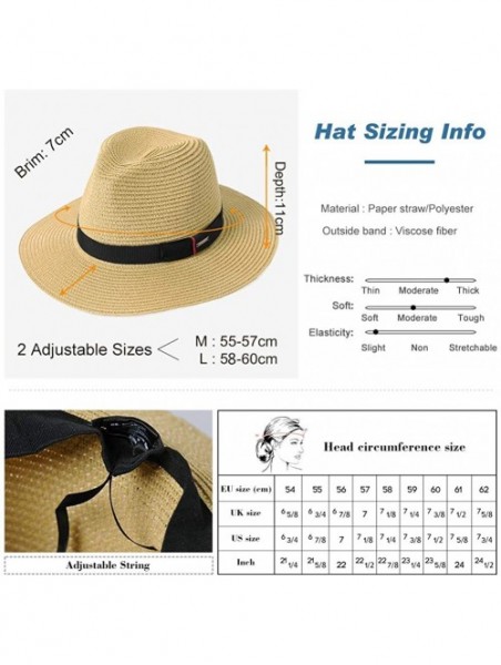 Fedoras Mens Womens Packable Straw Fedora Summer Derby Panama Ribbon Band Sun Hat 55-60cm - 91554beige - CA18S0KK5CH $18.14