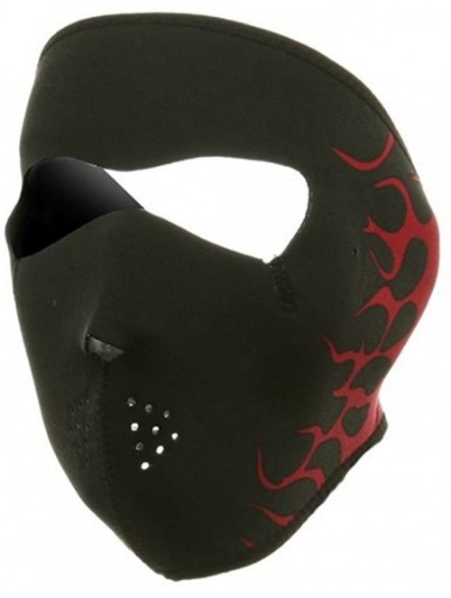 Balaclavas Neoprene Full Face Glow Mask - Red Small Flame - CM118E466L3 $30.40