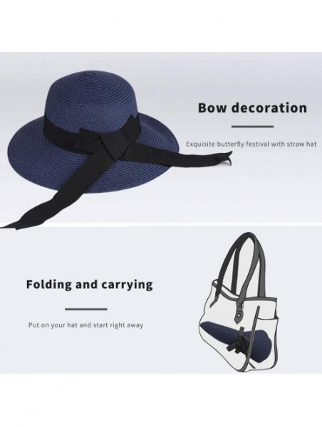 Sun Hats Womens Floppy Foldable Classic Packable - Navy - C0194L336G7 $17.79