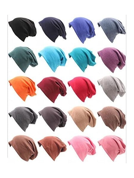 Skullies & Beanies Unisex Women Thin Solid Baggy Slouchy Oversized Cotton Sleep Beanie Hat Skull Cap - Light Coffee - CX12LZV...