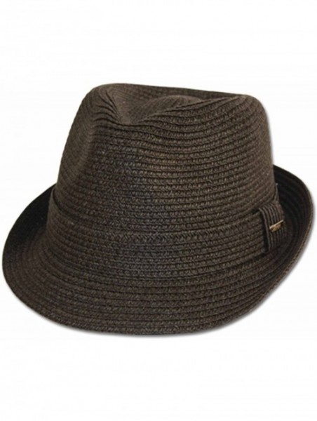 Fedoras Monochrome Straw Trilby Fedora - Black - CL11ETVAURF $20.83