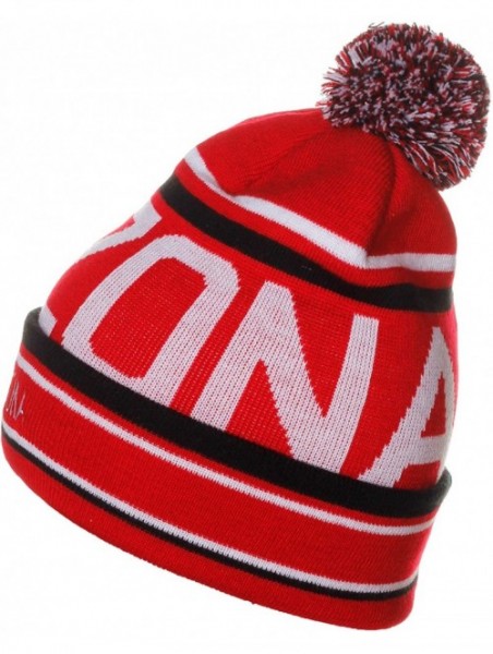 Skullies & Beanies Unisex USA Cities Fashion Large Letters Pom Pom Knit Hat Beanie - Arizona Red - CE12N9R3RQ2 $17.30