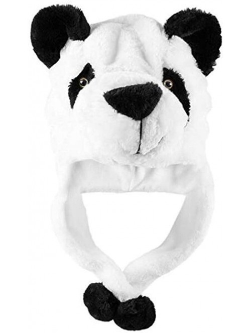 Skullies & Beanies Plush Faux Fur Animal Critter Hat Cap Halloween Costume for Kids Adults - Panda - C218YHS89MR $12.20