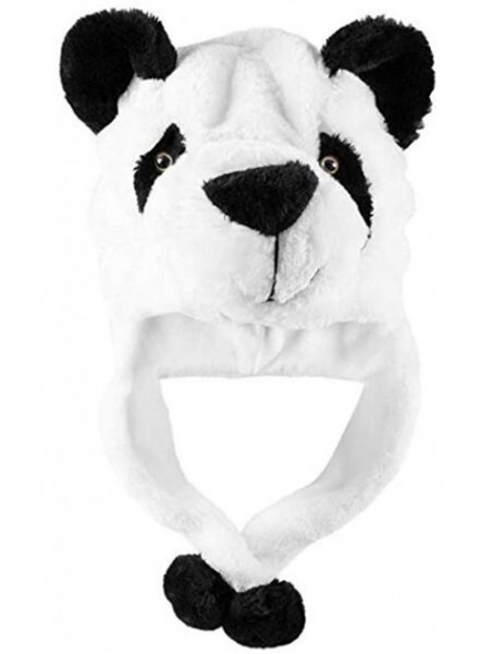 Skullies & Beanies Plush Faux Fur Animal Critter Hat Cap Halloween Costume for Kids Adults - Panda - C218YHS89MR $12.20