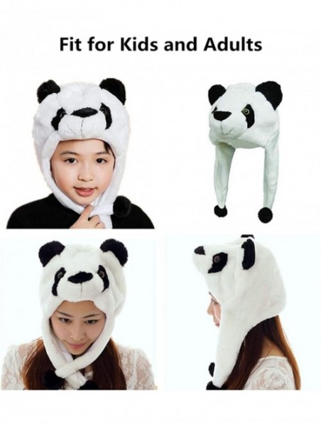 Skullies & Beanies Plush Faux Fur Animal Critter Hat Cap Halloween Costume for Kids Adults - Panda - C218YHS89MR $12.20